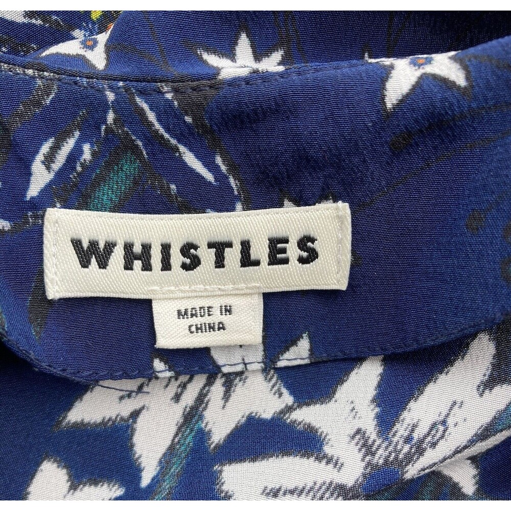 Whistles Bluebell 100% Silk Buena Strap Maxi Dress Blue Floral Print Size 6 - Picture 8 of 8